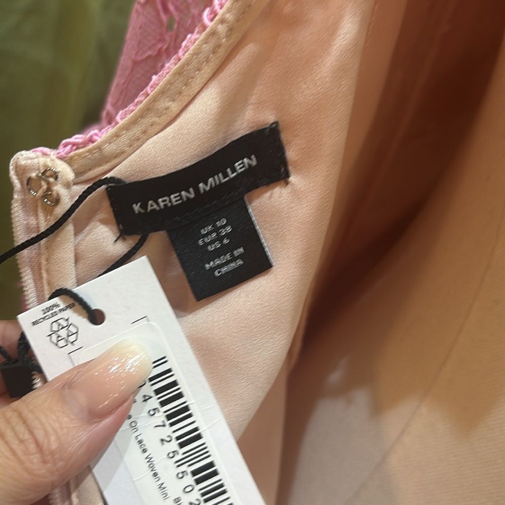 Karen Millen pink lace appliqué mini dress, US6 - Picture 15 of 16